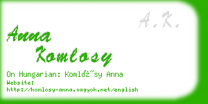anna komlosy business card